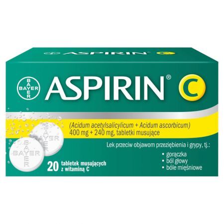 ASPIRIN C, tabletki musujące 0,4g+0,24g, 20 tbl