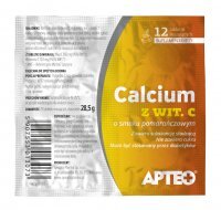 Calcium z Wit. C tabletki musujące o smaku pomarańczowym (w folii) APTEO, 12 tbl