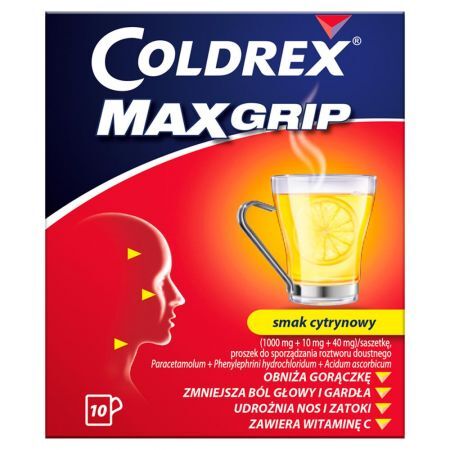 Coldrex MaxGrip Lek przeciw objawom grypy i przeziębienia 10 sztuk