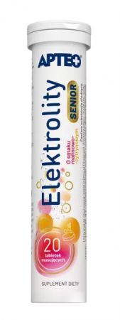 Elektrolity Senior tabletki musujące o smaku malinowo-cytrynowym APTEO, 20 tbl