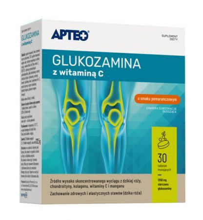 Glukozamina z witaminą C tabletki musujące o smaku pomarańczowym APTEO, 30 tbl