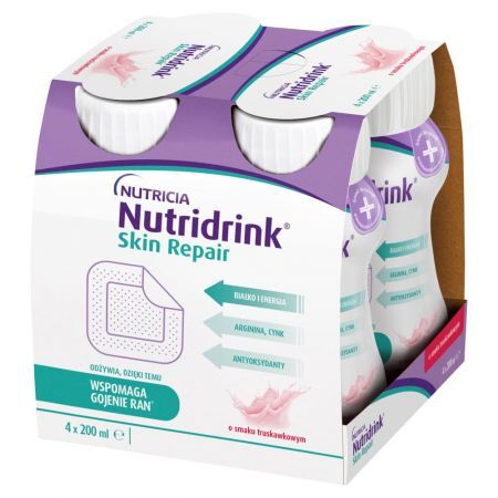 Nutridrink Skin Repair Żywność specjalnego przeznaczenia medycznego truskawka 800 ml (4 x 200 ml)