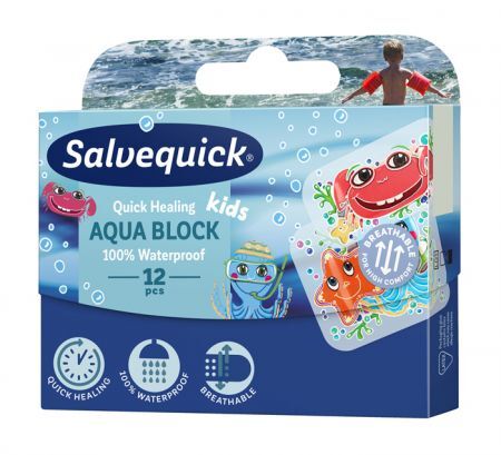 Plastry dla dzieci wododporne Aqua Block Kid SALVEQUICK, 12 szt.