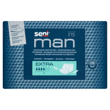 Seni Man Extra Anatomiczne wkłady urologiczne dla mężczyzn 15 sztuk