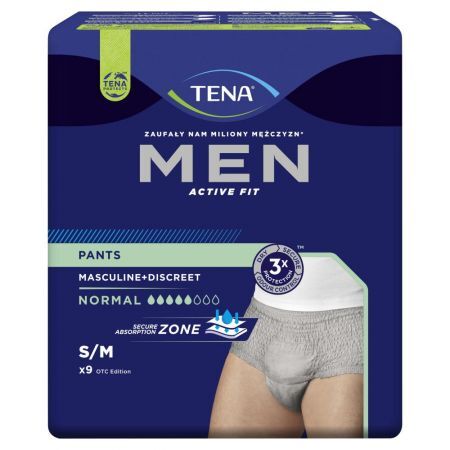 TENA Men Pants Normal Męska bielizna chłonna S/M 9 sztuk