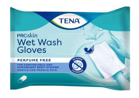 TENA Wet Wash Gloves - Nawilżane bezzapachowe myjki do ciała, 8 szt.