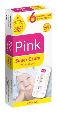 Test ciążowy płytkowy PINK Super Czuły, 1 szt.