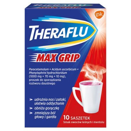 Theraflu Max Grip 1000 mg + 70 mg + 10 mg Lek 10 sztuk