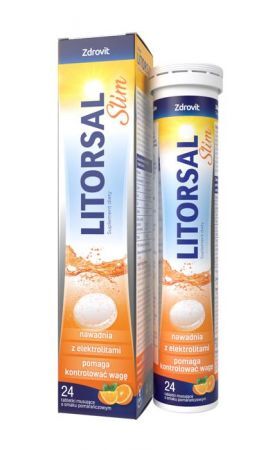 Zdrovit Litorsal Slim tabletki musujące o smaku pomarańczowym, 24 tbl